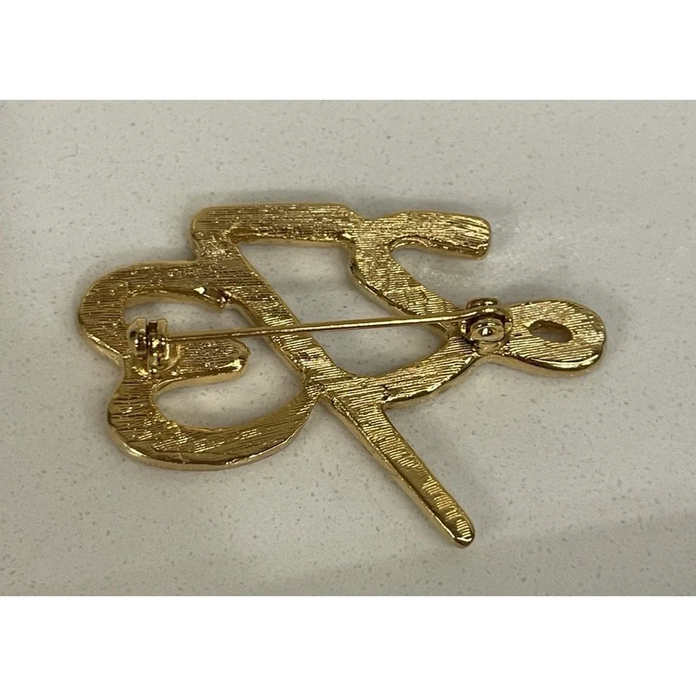 Vintage 273 Rodeo Drive Fred Hayman Brooch Goldtone Rhinestone Pin 1.5